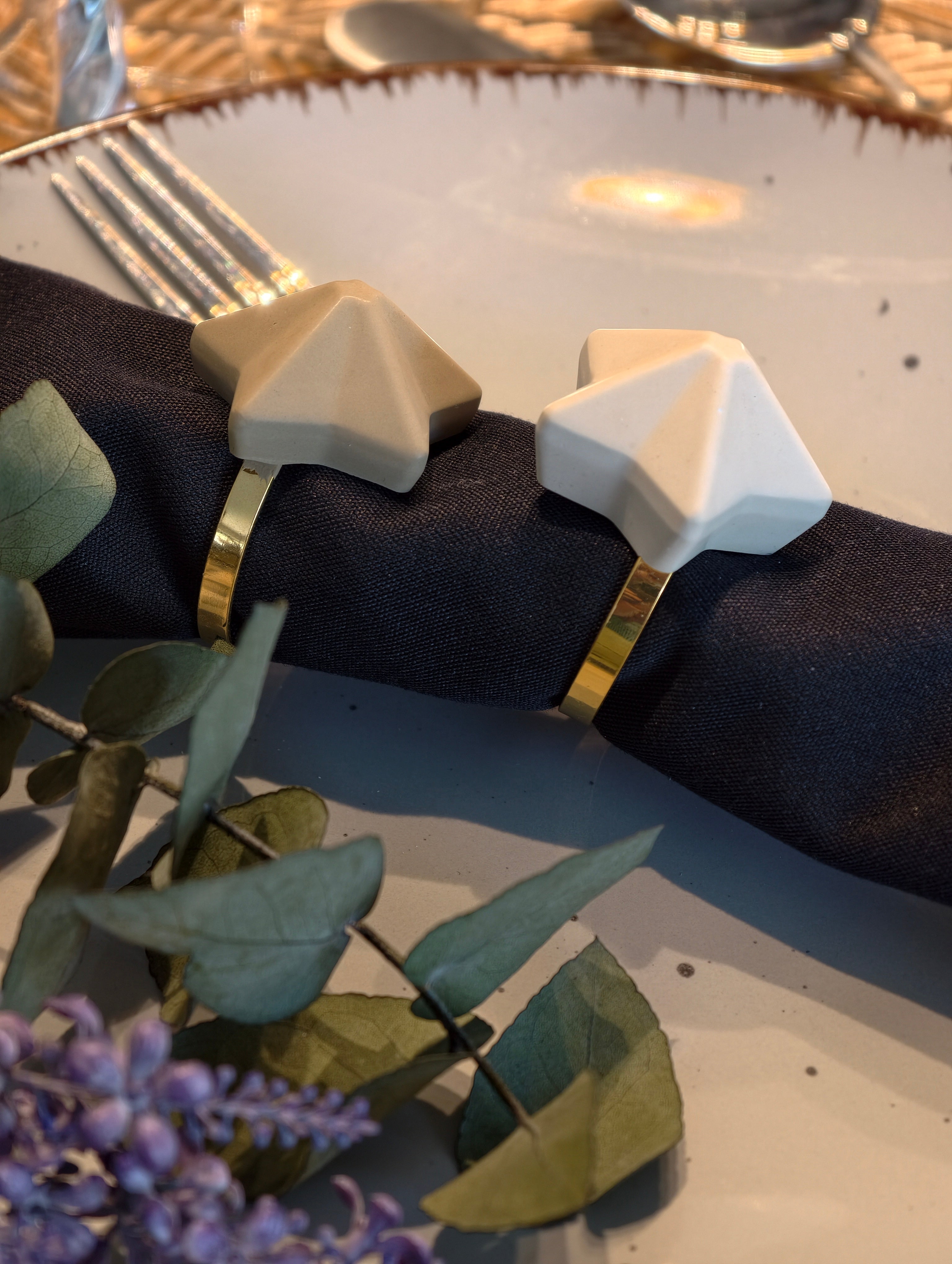 6er Set Serviettenringe "Star taupe"