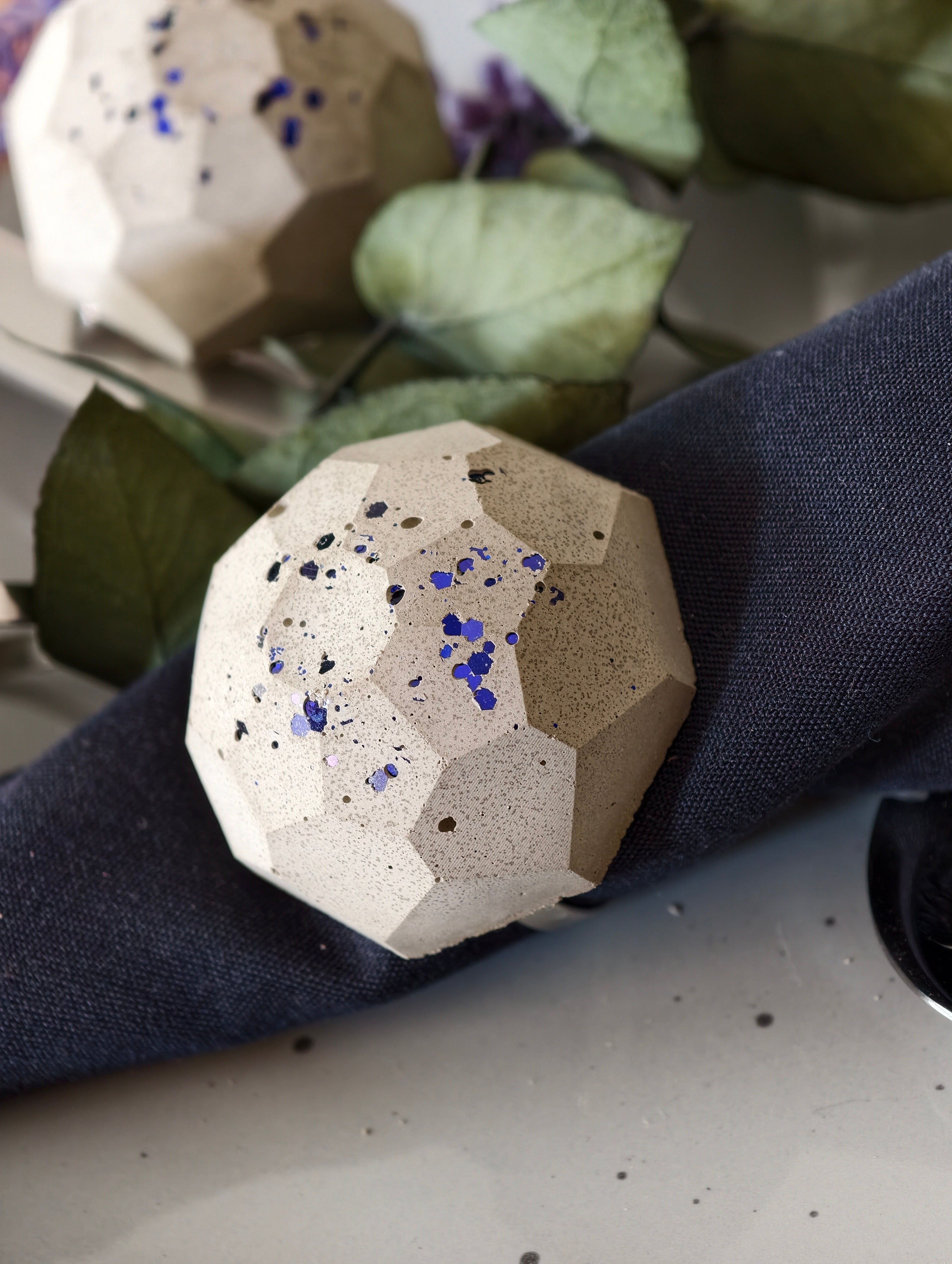 6er Set Serviettenring "Beton geometrisch"